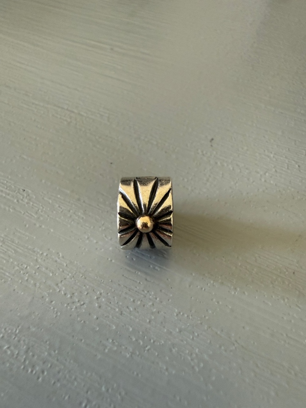 Pandora Sunburst Clip Charm Retired Sterling Silver & 14k Gold Accents - Picture 7 of 7
